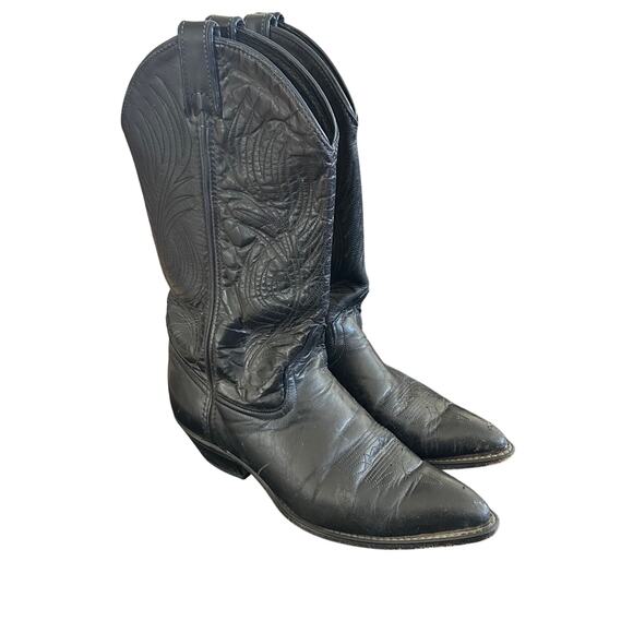 Code West Cowgirl Boots Black SZ7M Leather Western Classic Point Toe - Picture 6 of 16